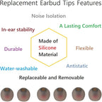 9 Pairs Earbud Tips,Silicone Replacement Earbud Tips Inner Hole 3.8mm -5.5mm, Headphone Ear Cover Fit Most in-Ear Headphones,Black Red(SML)