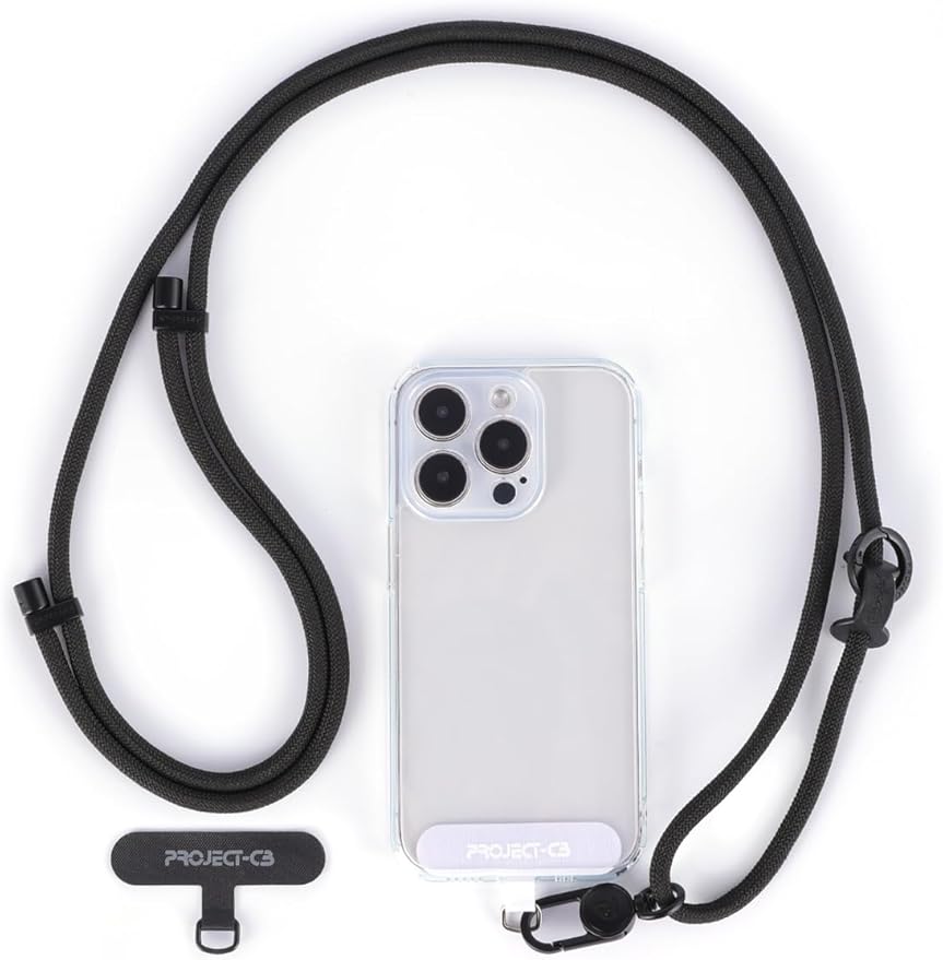 project-cb Cell Phone Lanyard 1,Phone Tether Tab 2,Phone Crossbody Strap,Lanyards for Around the Neck,Adjustable Phone Strap(Black-B)