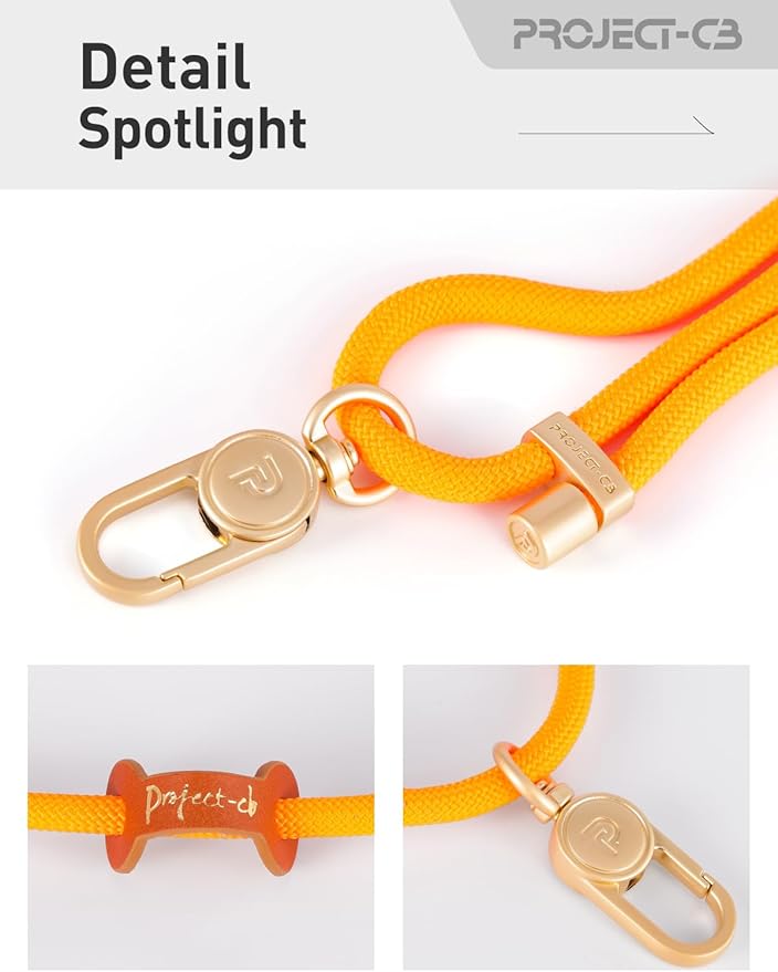 project-cb Cell Phone Lanyard 1,Phone Tether Tab 2,Phone Crossbody Strap,Lanyards for Around the Neck,Adjustable Phone Strap(Orange-G)