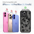 AIGOMARA Case for iPhone 16 Pro Max [Compatible with MagSafe] Ink Flower Floral Pattern Design for Women Girls Soft TPU Bumper Hard PC Back Anti-Fall Shockproof Protective Slim Magnetic Cover