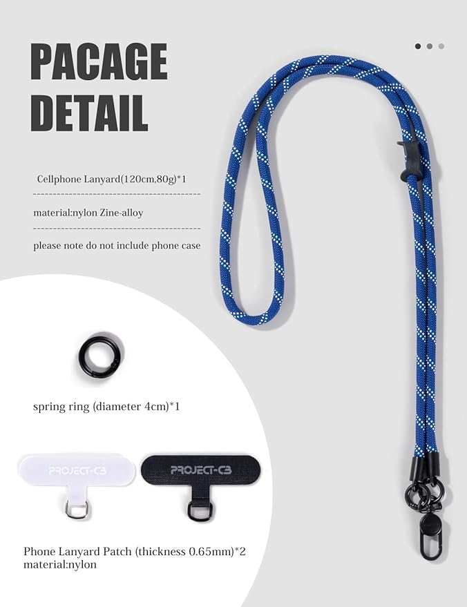 project-cb Phone Lanyard×1,Phone Tether Tab×2, Crossbody Cell Phone Lanyard,Rope Lanyard,Universal Adjustable Phone Strap(Verdant-S)