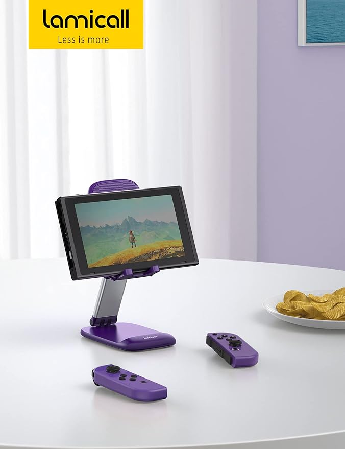 Lamicall Purple Phone Stand for Desk - Dark Purple Cell Phone Holder Desktop Office Must Have Compatible with iPhone 13 Pro Max Mini, 12 11 XR X 8 7 6 Plus SE, 4-8'' Smartphone