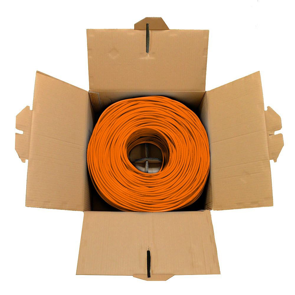 Dripstone CAT6 Ethernet Cable 1000ft Bulk Network LAN Wire 23AWG Solid UTP 550MHz High-Speed Internet Cable Gaming, Streaming, Office, Home Use, Pull Box, Cat6 Bulk, Stable Connectivity - Orange