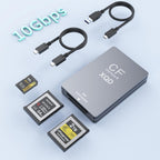10Gbps CFExpress Type B Card Reader - 5 in 1 USB C&USB A CFexpress/XQD/SD Card Reader for CFexpress Type B+SD 3.0 Card+XQD Card Reader, CFexpress Adapter Memory Card Reader for Wins/Mac/Linux/Android