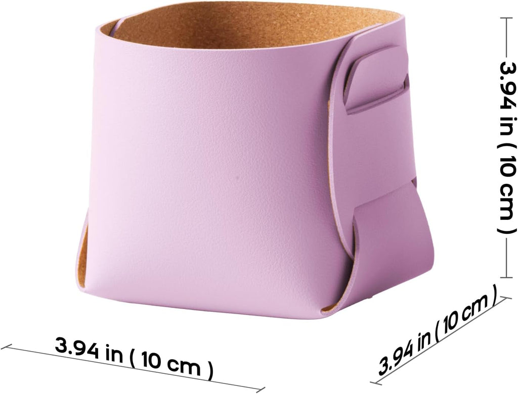 HOMIEAZICOZI 2-Pack Cork Leather Desk Accessories Storage - Pencil Pen Holder - Makeup Brush Holder Organizer - Stylish Addition to Home Decor (Purple)