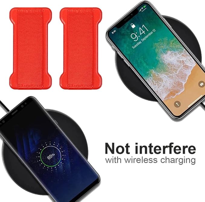 Phone Grip Holder for Hand, Universal Finger Strap Phone Holder, Finger Selfie Grip Compatible with Most Smartphones (Red) - 2Pack