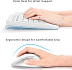 Ergonomic Keyboard and Mouse Combo - Full Size Keyboard Cordless with Palm Wrist Rest Ergonomic Mouse Wireless for Windows Computers Laptops - White(Upgrade)