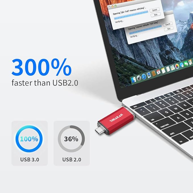 Thkailar USB C Flash Drive 128GB 2 Pack USB Flash Drive with Type C and Type A 3.1 Port USB C Thumb Drive Compatible with Android Phone PC Mac Pro-Transfer Data(Red)