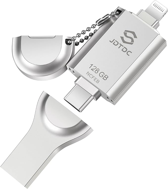 iPhone-Flash-Drive Genuine Apple MFi Certified 128GB Photo-Stick-iPhone-Memory 16/15/14 Photo-Storage-Stick External-Storage-Thumb-Drive Apple-Photo-Transfer-Device Phone-Storage-Saver-iPad-USB-Drive