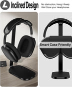 VICHYIE Headphone Stand for AirPods Max, Headset Holder with Aluminum Supporting Rod, Heavy Base Desk Stand Headphones Support Accessory for All Headphones - Black