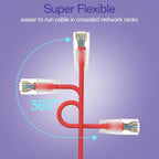 Cat6a Patch Cables 1ft (24 Pack) Slim, Cat6 Ethernet Patch Cable Pure Copper, Flexible Cat 6 Patch Cable 550MHZ 10G, Space-Saving Cat 6A Network Cables for Patch Panel, Red
