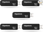 GIGASTONE V30 64GB USB 2.0 Flash Drive 5-Pack, Capless Retractable Design Pen Drive, Carbon Fiber Style, Reliable Performance & Durable