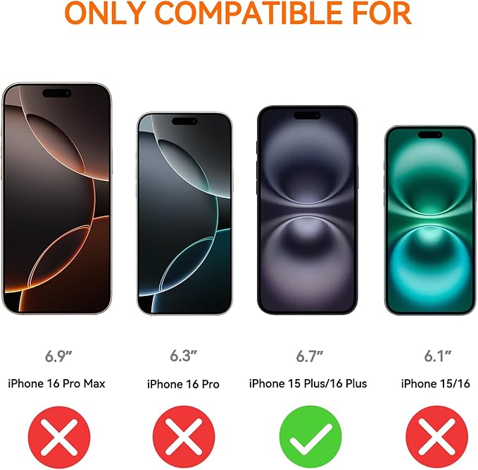 4 Pack Anti Blue Light Screen Protector for iPhone 16 plus /15 plus [6.7inch] with Installation Frame,9H+ Anti Blue Light Tempered Glass, Anti-Scratch, Case Friendly