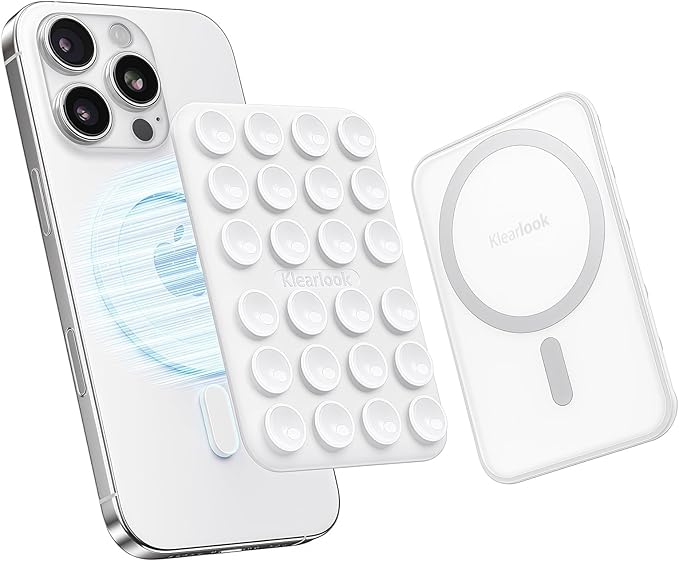 Klearlook Magnetic Suction Phone Mount for MagSafe Case, Removable Sticky Phone Grip Holder for Hands-Free Makeup/Selfie/Live Streaming/Vlog for TikTok & Instagram Influencer/Creator, Classic White