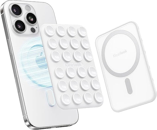 Klearlook Magnetic Suction Phone Mount for MagSafe Case, Removable Sticky Phone Grip Holder for Hands-Free Makeup/Selfie/Live Streaming/Vlog for TikTok & Instagram Influencer/Creator, Classic White