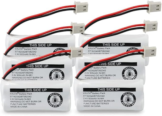 Kruta BT162342 BT262342 Cordless Phone Batteries Compatible with BT183342 BT283342 BT166342 BT266342 VTech CS6114 CS6419 CS6719 at&T EL52300 CL80111 Handset Telephone (Pack 6)