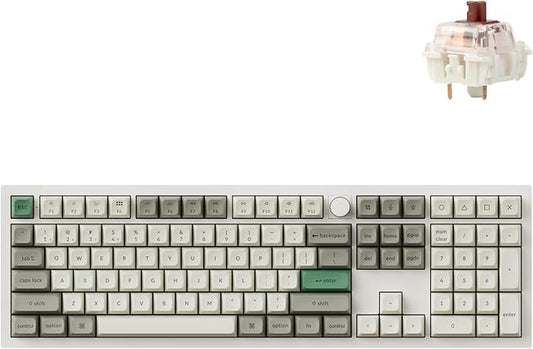 Keychron Q6 Max QMK/VIA Bluetooth Wireless /2.4 GHz/USB-C Wired Custom Mechanical Keyboard, Full Size Programmable Knob RGB Backlit Hot-Swappable Gateron Brown Switch for Mac Windows Linux - White