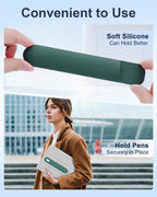 eZAKKA Silicone Pencil Holder For Most Pens,Pencils, 7.8 inch Self-Adhesive Stick To Notebooks,Diary, Desks,Tablet, Green, 1 Pack