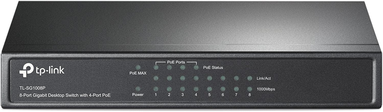 TP-Link TL-SG1008P V4 | 8 Port Gigabit PoE Switch | 4 PoE+ Ports @64W | Desktop | Plug & Play | Sturdy Metal w/ Shielded Ports | Fanless | Limited Lifetime Protection | QoS & IGMP Snooping | Unmanaged