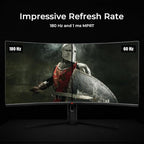 Deco Gear 34" 3440x1440 21:9 Ultrawide Curved Monitor, 180Hz, HDR10, 4000:1 Contrast Ratio, 99% sRGB, 16.7 Million Colors, Adaptive Sync, Blue Light Reduction
