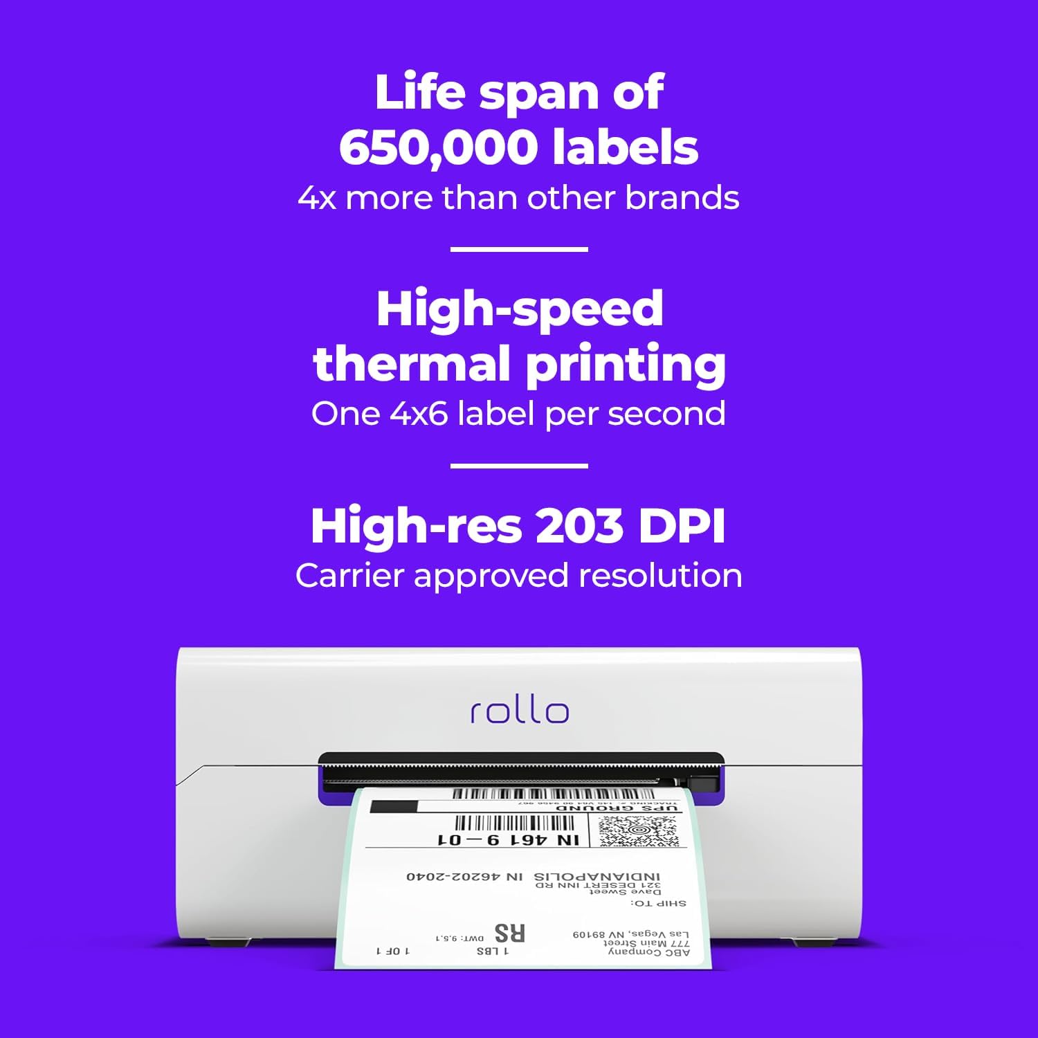 Rollo Wireless Shipping Label Printer - Wi-Fi Thermal Label Printer 4x6 for Shipping Packages - AirPrint from iPhone, iPad, Mac - Supports Windows, Chromebook, Android, Linux