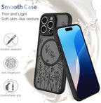 AIGOMARA Magnetic Case for iPhone 16 Pro Max [Compatible with MagSafe] Cute Black Flower Floral for Women Girls Soft TPU Bumper Hard PC Back Anti-Fall Shockproof Protective Slim Cover