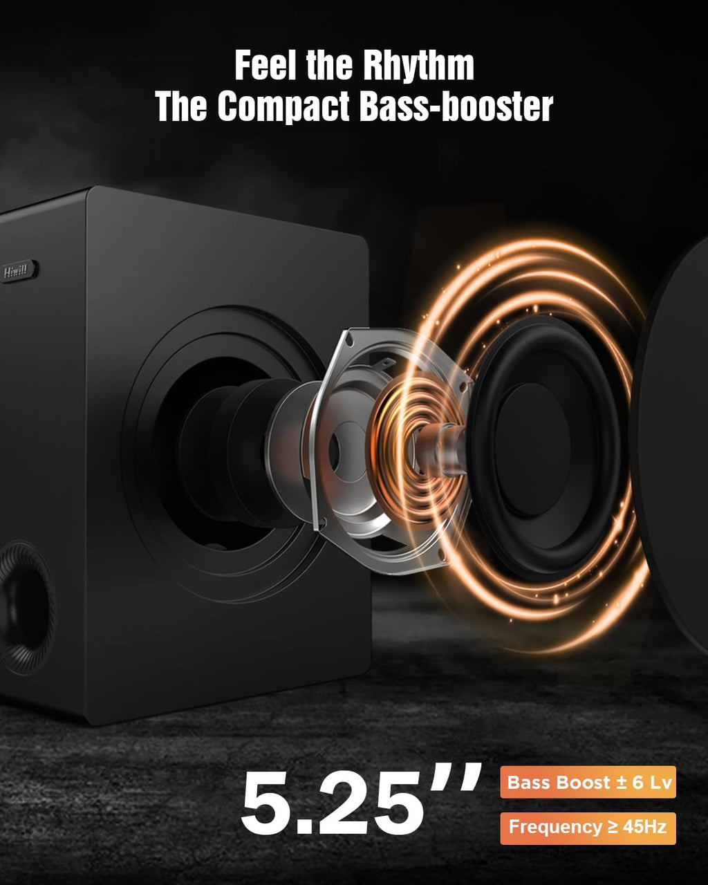 Hiwill 4.1ch Sound Bar with Dolby Atmos, 300W Sound Bar for Smart TV with Subwoofer, 2 Front Surround Speakers, Soundbar for TV Speaker, Adjustable Bass, Surround Sound System for TV, HiElite A41