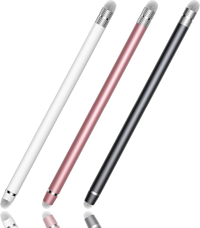 Stylus Pen for Touchscreen,2-in-1 High Sensitivity & Precision Stylus Pen,Suitable for Ipad/iPhone/Android Tablets,Compatible with All Touch Screen Devices(3 Stylus-Black/White/Rose Gold)
