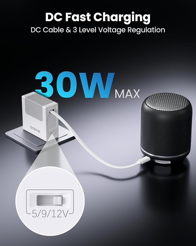 12V 2.5A Power Supply Adapter with Retractable 31.5in DC Power Cord, 30W Retractable Charger with Foldable Plug, Compatible for LED Strip Light, Camera, BT Speaker, GPS, Webcam, Router, TV Box