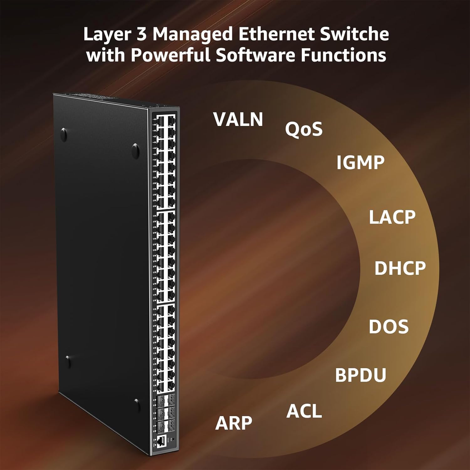 YuanLey 48 Port Gigabit Managed PoE Switch with 48 10/100/1000Mbps PoE+ Ports, 6X 10Gbps SFP+, L3 Smart Managment Ethernet Switch, VLAN, QoS, ACL, SSL, Fanless, Rackmount Network Switch