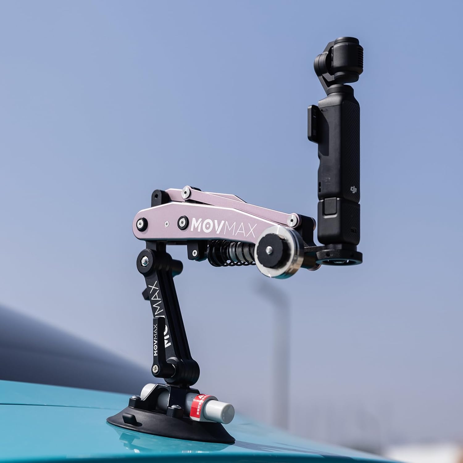 MOVMAX Blade Arm for DJI Pocket 3, Insta 360, and GoPro Hero 12 Cameras with N2 Arm Technology and Universal Locking Screw, Car Suction Cup Mount (ICY Rose)