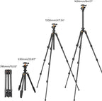 K&F Concept 64 inch/163cm Camera Tripod,Lightweight Travel Outdoor DSLR Tripods with 360 Degree Ball Head Load Capacity 8kg/17.6lbs,Cellphone Clip for Smartphone Live Streaming Vlog O234A1+BH-36