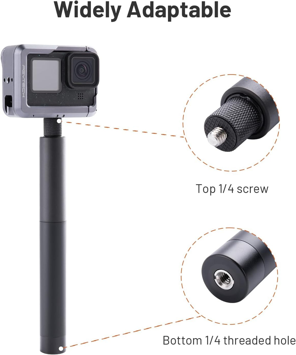 PGYTECH Extendable Selfie Stick (96cm/37.8inch) Aluminum Long Pole Invisible for Insta360 X4/X3, Extension Monopod for GoPro 13/12/11/10 DJI OSMO Pocket 3/2 Action 4/3, AKASO Action Camera Accessories