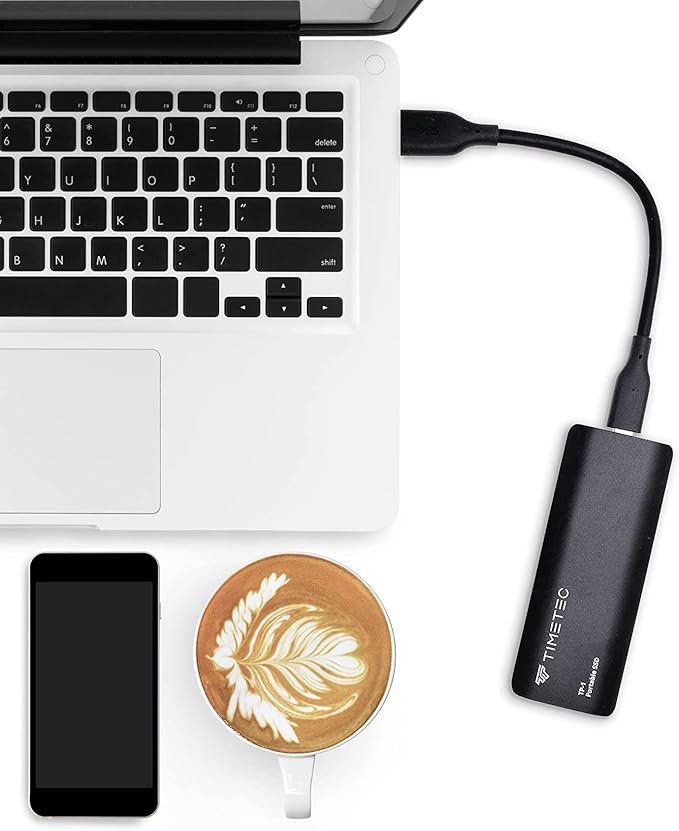 Timetec 2TB Portable External SSD USB3.2 Gen2 Type C Up to 550MB/s Ultra-Light Aluminum Mini External Solid State Drive with USB C to A Cable/USB A to C Adapter for Desktops/Laptop/Mac/Mobile - Black