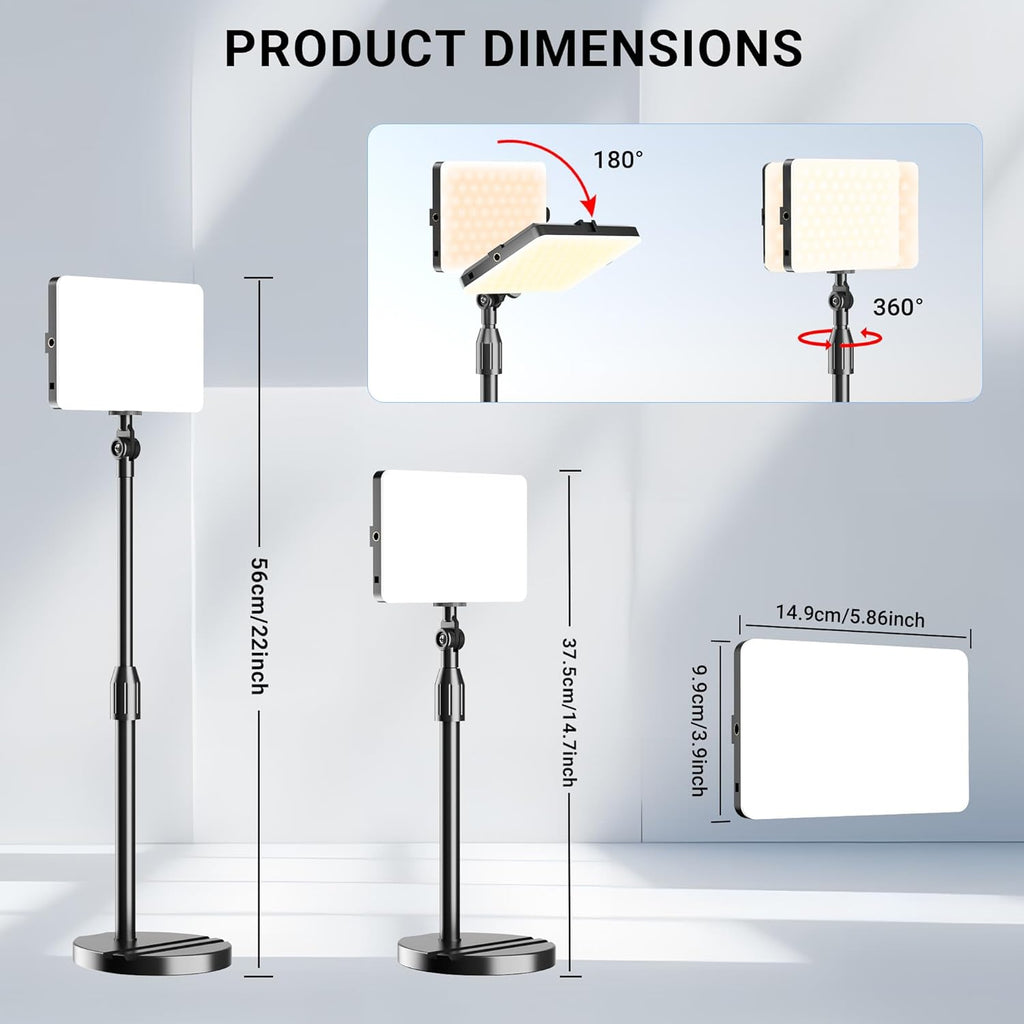 2-Pack LED Video Light with Stand, Home Studio Back Lights, Photo Lights with Color Filters for Close Photography Lighting YouTube Video Recording, Desk Game Steaming