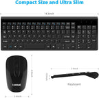 LeadsaiL Wireless Keyboard and Mouse Combo, Wireless USB Mouse and Computer Keyboard Set, Compact and Silent for Windows Laptop, Desktop, PC