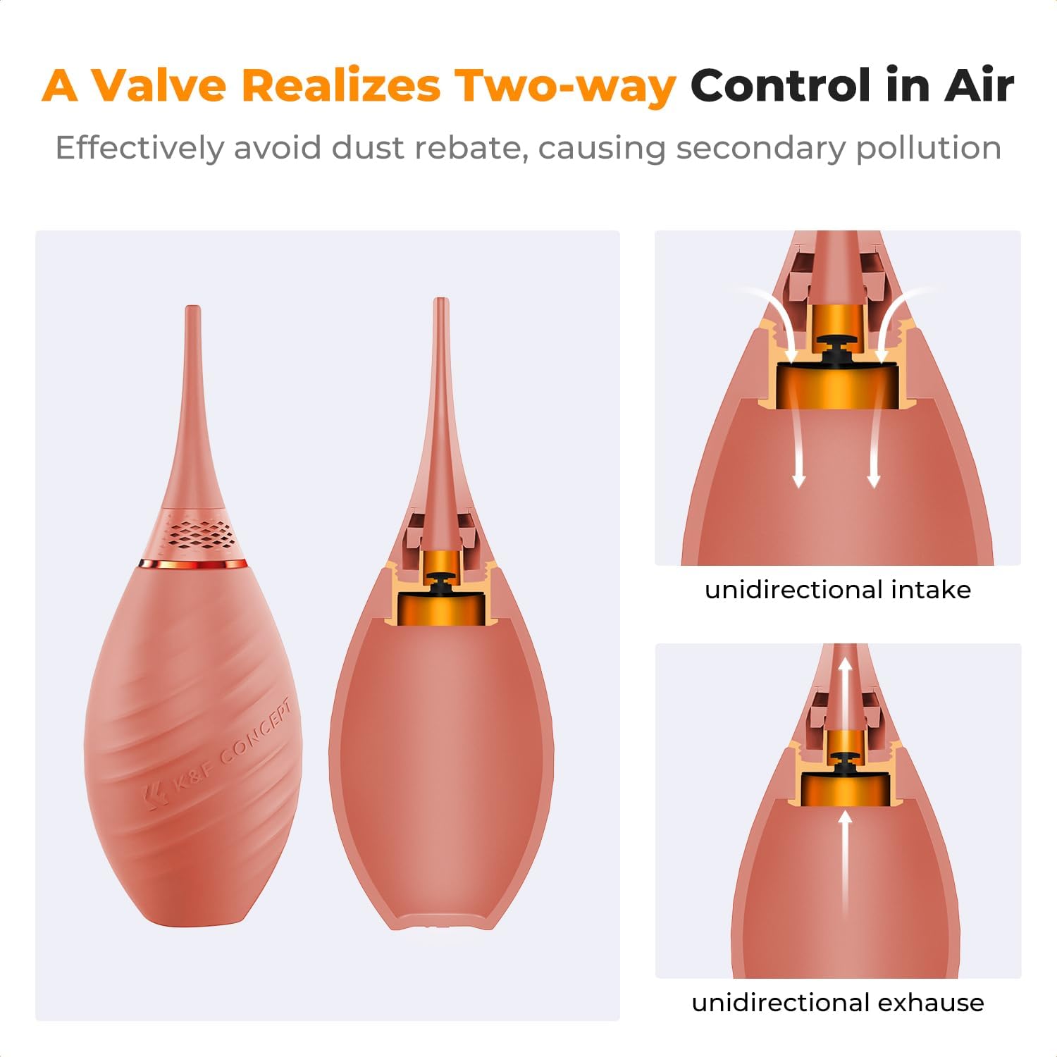 K&F CONCEPT Air Blower, with Long Nozzle/Short Nozzle Switch Design, Single Air Intake Camera Lens Blower, for Digital SLR Lens Sensor LCD Screens Musical Instruments Keyboards Telescope Filters