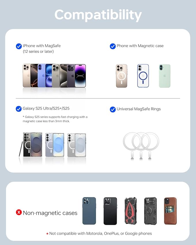 10,000mAh MagSafe Power Bank Ultra Slim, Magnetic Wireless Charger with USB-C Cable, Fast Charging Portable Battery for iPhone 16/15/14/13/12 Series, All-Metal Design