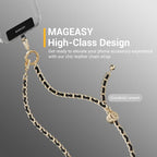 MAGEASY Crossbody Phone Chain Strap - Universal Metal Crossbody Phone Lanyard With Adjustable Length, Chic Cell Phone Necklace Phone Strap for iPhone & Android Phones - Modern Gold Metal
