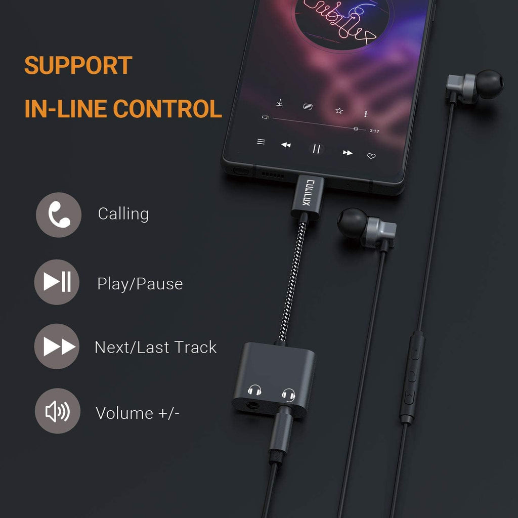 USB C Audio Splitter for 2 Headphones with 96KHz/24-bit DAC, Type C to Dual Earphones Aux Splitter for Samsung S25/S24/S23/S22/S21/S20 Ultra, Tab S10/S9/S8/S7/S6, Z Fold 6/5/4/3/2, Z Flip 6/5/4/3/2