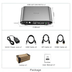2 Computers 2 Monitors (HDMI + DP) Automatic KVM Switch, 4K@144Hz, 2K@240Hz, Hotkey Switching, Audio and Microphone Output, Aluminum Shell Digital Display, HDR10 with Cables