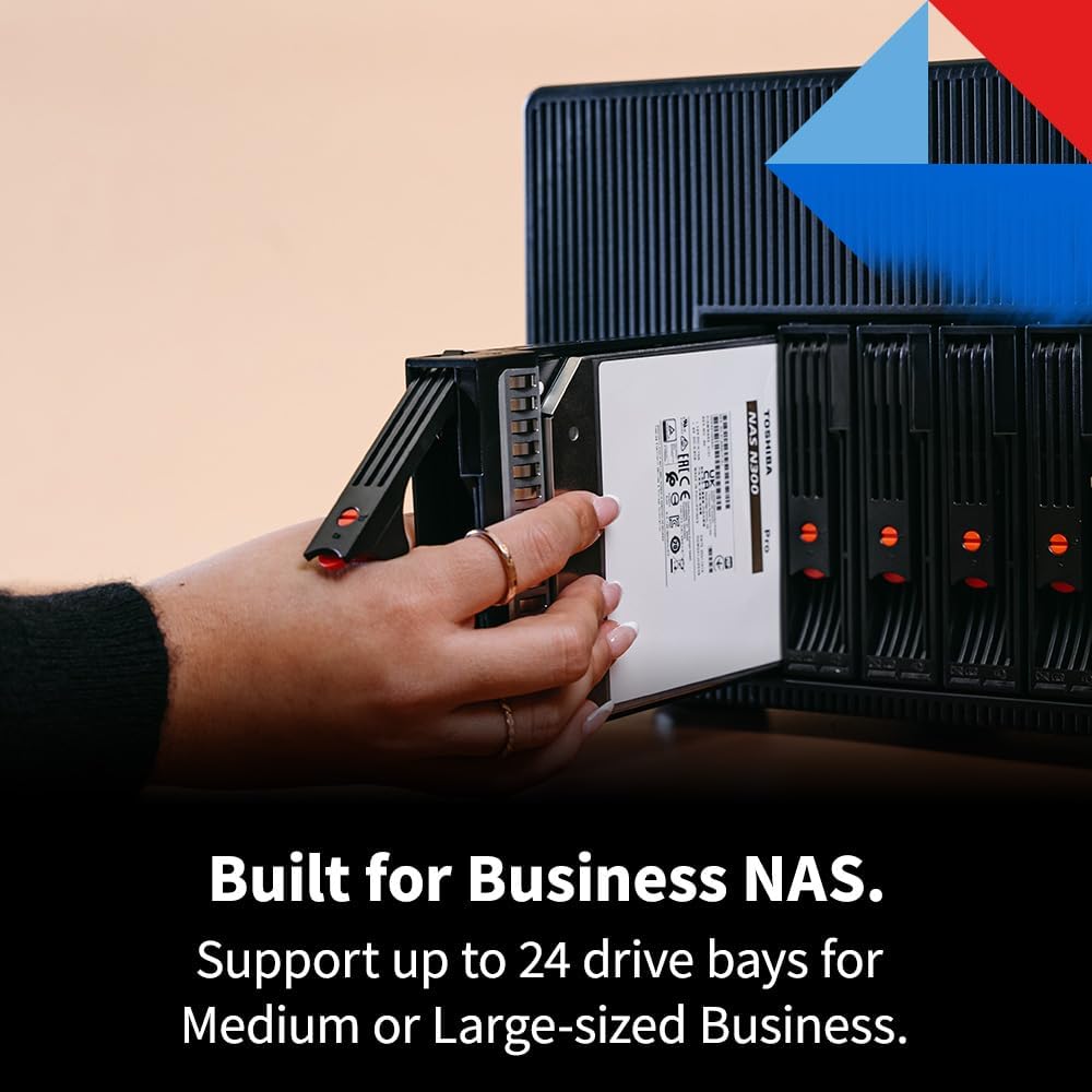 Toshiba N300 PRO 14TB Large-Sized Business NAS (up to 24 bays) 3.5-Inch Internal Hard Drive - Up to 300 TB/year Workload Rate CMR SATA 6 GB/s 7200 RPM 512 MB Cache - HDWG51EXZSTB