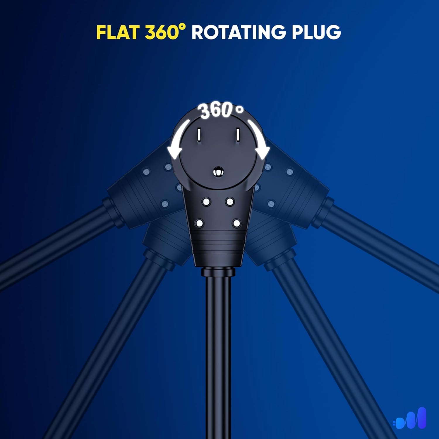 Maximm Monitor Computer Power Cord 1 Ft Flat Plug 360° Rotating PC Cable 3 Prong for, Desktop, Printer, Scanner, 16 AWG NEMA 5-15P to IEC13 - UL Certified