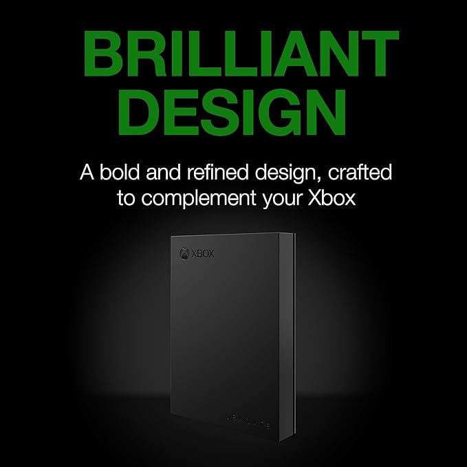 Seagate Game Drive for Xbox 5 TB External Hard Drive Portable HDD - USB 3.2 Gen 1, Black with Built-in Green LED bar, Xbox Certified, 3 Year Rescue Services(STKX5000403)