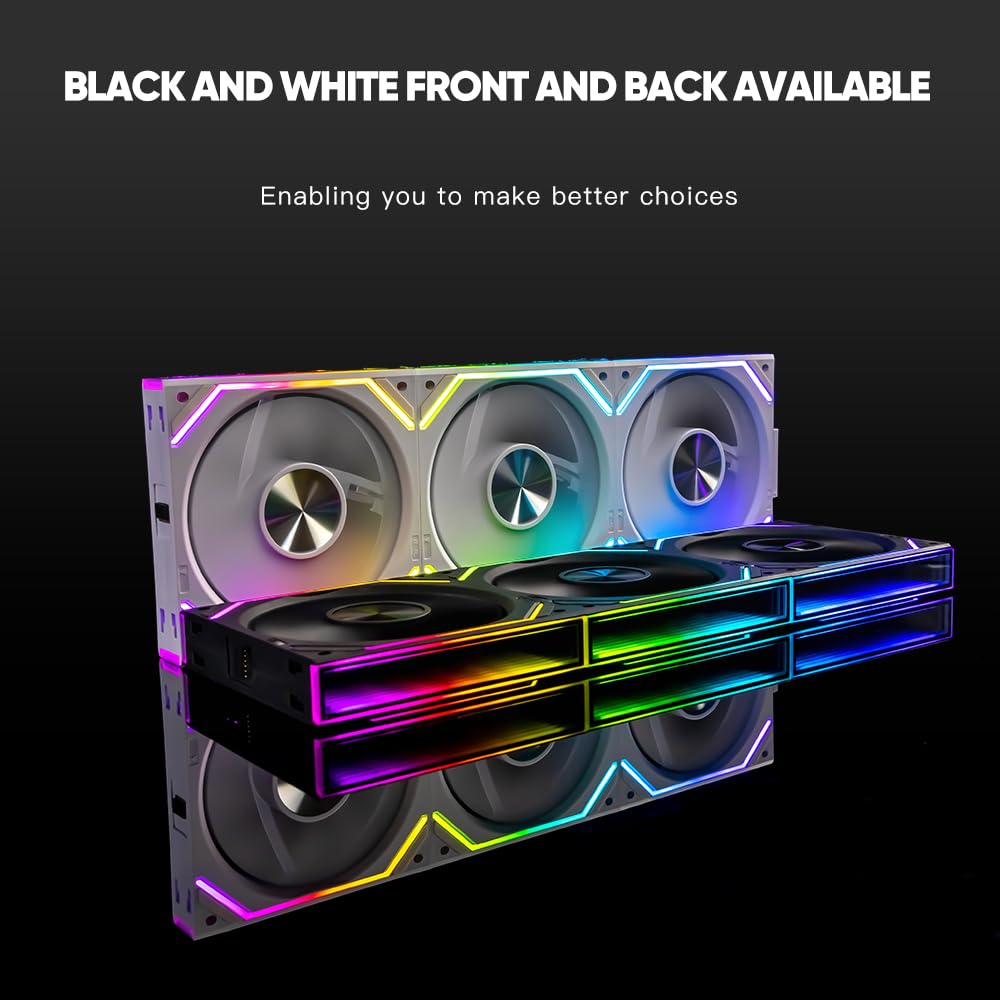 Jungle Leopard Interstellar V2 RS 120mm Case Fan Infinity Mirror Module Daisy-Chain ARGB Fan Triple Pack Suitable PC Cooling Fans 360mm AIO Cooler(White-3Pack)