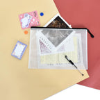 Vuzvuv A5-22 PCS 9.49"x 7.09"Mesh Zipper Pouch Set，Resistant Document File Folders Plastic Mesh Bag with Label Sticker for File, Document, Makeup, Board Game School Office Home Travel Storage