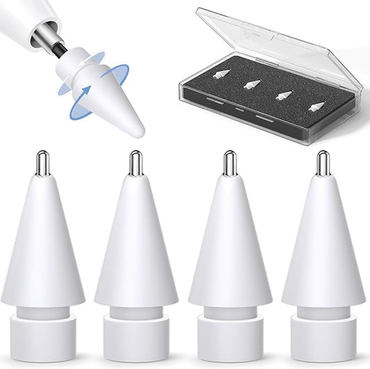 (4 Pack) Replacement Tips for Apple Pencil 2nd Generation and Pencil 1st Generation,Inesore Upgraded Apple Pencil Tips Accessories Compatible with Apple Pencil 2 Generation iPad Pro Pencil Nib