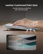 ProtoArc Ergonomic Wireless Keyboard Mouse, EKM01 Plus Full Size Ergo Bluetooth Keyboard Mouse Combo, Split Design, Wrist Rest, Multi-Device, Rechargeable, for Windows/Mac OS - White and Silver