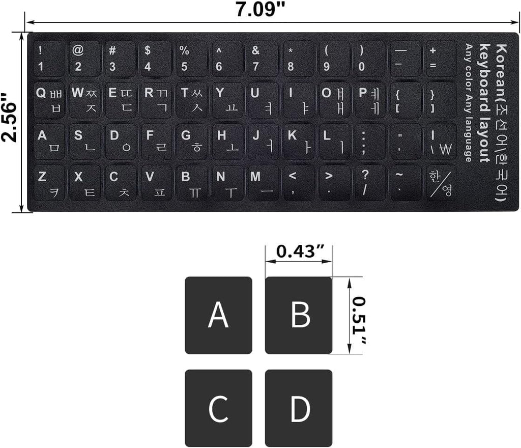 2PCS Korean Keyboard Stickers, Korean-English Keyboard Letters Replacement Sticker White Font on Black Background for Computer Laptop Notebook Desktop, Matte Keyboard Alphabet Stickers