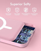 podoru for Magsafe Battery Pack, 5000mAh Magnetic Power Bank with Type-C Cable 20W PD Fast Charging Lighting Input Wireless Portable Charger for iPhone 16/15/14/13/12/ All Series-Pink